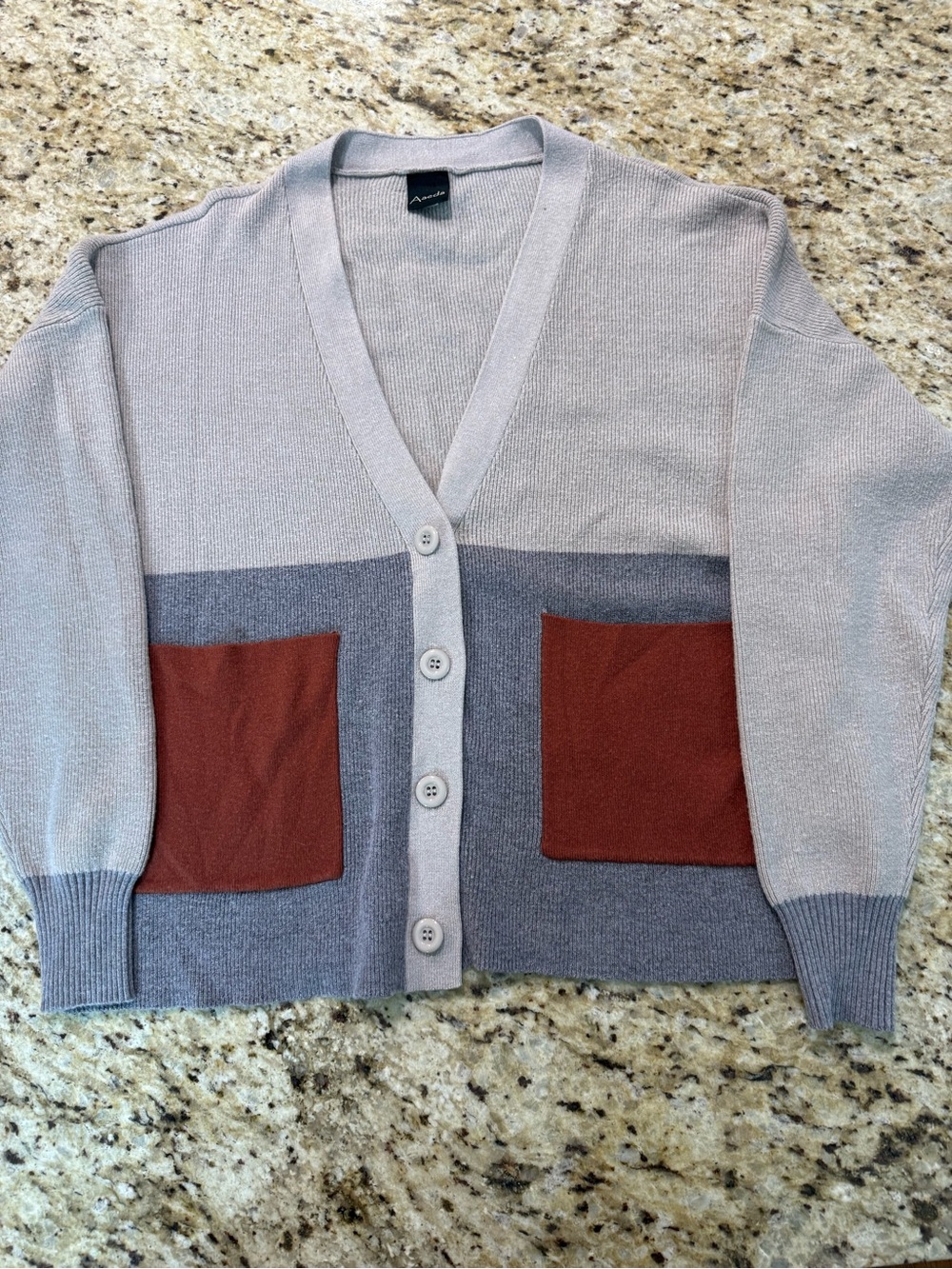 Aaeda Colorblock Soft Button Down Grandpa Knit Cardigan LS L - Picture 3 of 11